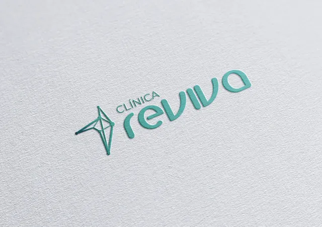 Logomarca Clínica Reviva aplicada sobre papel